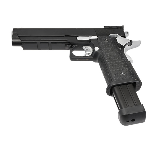 Double Bell Hi-Capa 5.1 Vollmetall CO2BB 6mm BB schwarz / silber inkl. Pistolenkoffer Bild 5