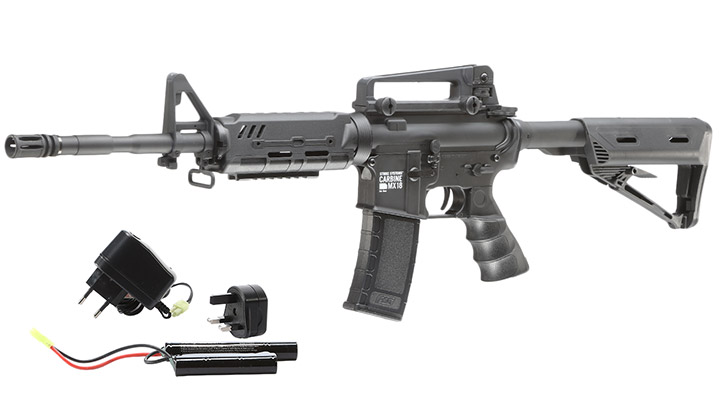 Versandrcklufer ASG Strike Systems MX18 Carbine Sportline Komplettset S-AEG 6mm BB schwarz