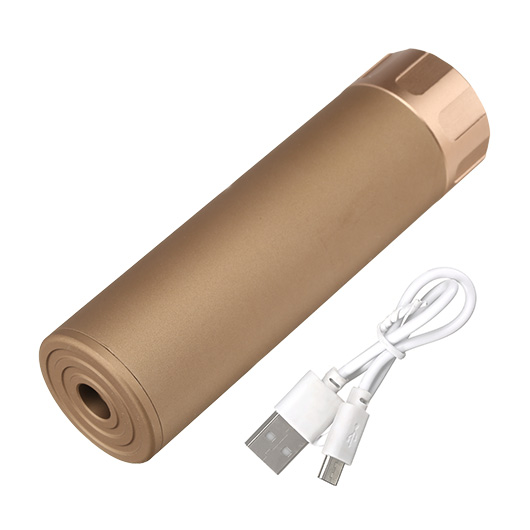 Nuprol Tracer Unit 132mm Silencer Aluminium Tracer Unit inkl. integriertem Akku 14mm- Tan