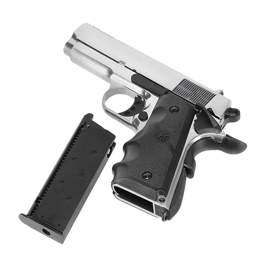 KLI M1911 V10 Ultra Compact Vollmetall GBB 6mm BB Platinum Chrome-Finish Bild 6