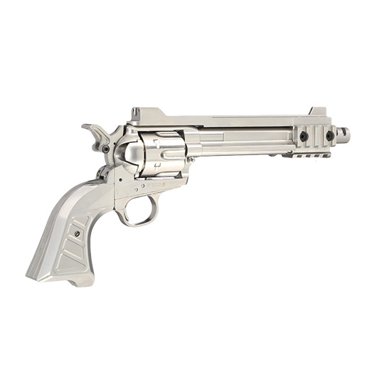 Versandrcklufer King Arms SAA .45 Devil Killer Custom 6 Zoll Revolver Gas 6mm BB Silber-Chrome Version Bild 3