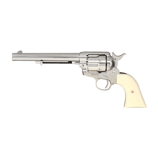 King Arms SAA .45 Peacemaker 6 Zoll Revolver Gas 6mm BB silber-chrome Finish Bild 1