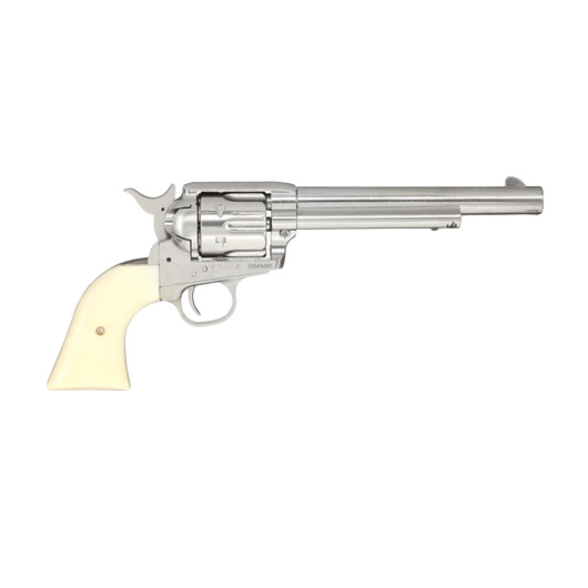 King Arms SAA .45 Peacemaker 6 Zoll Revolver Gas 6mm BB silber-chrome Finish Bild 2