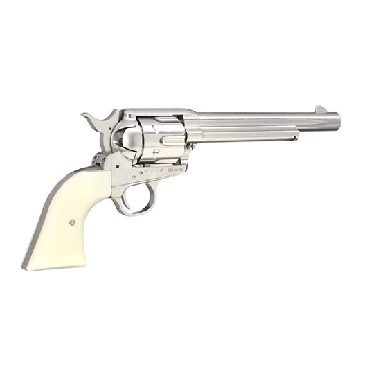 King Arms SAA .45 Peacemaker 6 Zoll Revolver Gas 6mm BB silber-chrome Finish Bild 3