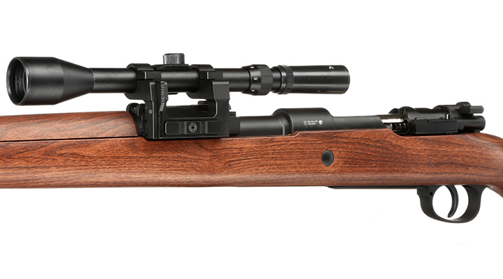 Double Bell Airsoft Karabiner 98K Bolt-Action Springer Gewehr mit Hlsenauswurf inkl. 3-7x28 ZF 6mm BB Holzoptik Bild 7