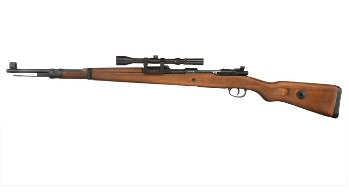 Double Bell Airsoft Karabiner 98K Bolt-Action Springer Gewehr mit Hlsenauswurf inkl. 3-7x28 ZF 6mm BB Echtholz-Version Bild 1