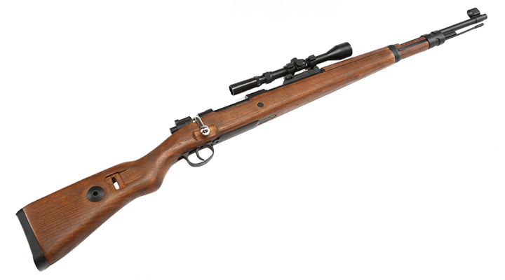 Double Bell Airsoft Karabiner 98K Bolt-Action Springer Gewehr mit Hlsenauswurf inkl. 3-7x28 ZF 6mm BB Echtholz-Version Bild 4