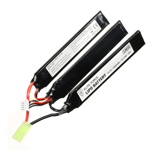 Elite Force Airsoft LiPo Akku 11,1V 1200mAh 20C Tri-Panel Type m. Mini-Tam Anschluss Bild 2