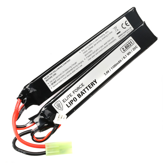 Elite Force LiPo Akku 7,4V 1100mAh 20C Two-Panel Type m. Mini-Tam Anschluss Bild 1