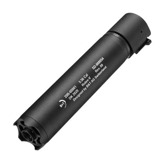 ASG B&T Rotex-V 197mm Aluminium Silencer mit Stahl Flash-Hider 14mm- schwarz