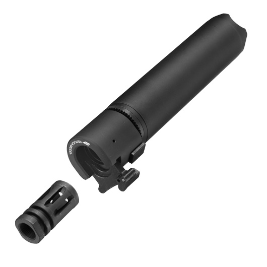 ASG B&T Rotex-V 197mm Aluminium Silencer mit Stahl Flash-Hider 14mm- schwarz Bild 6