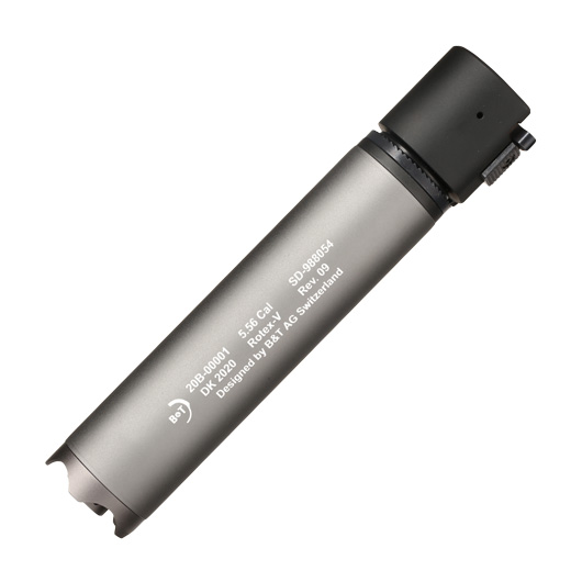 ASG B&T Rotex-V 197mm Aluminium Silencer mit Stahl Flash-Hider 14mm- grau Bild 1