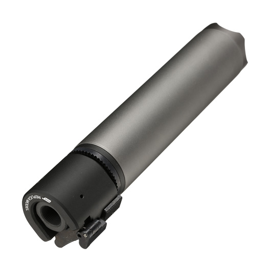 ASG B&T Rotex-V 197mm Aluminium Silencer mit Stahl Flash-Hider 14mm- grau Bild 3