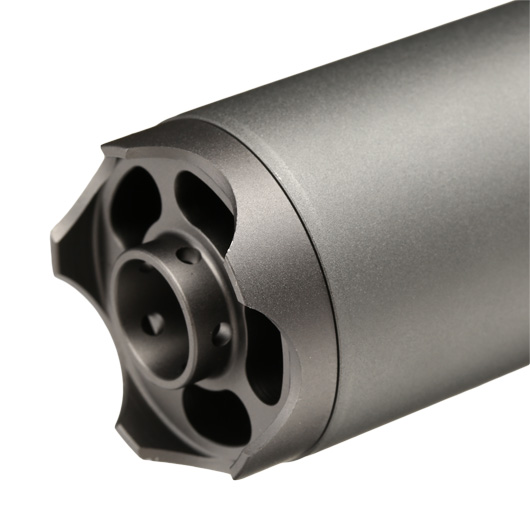 ASG B&T Rotex-V 197mm Aluminium Silencer mit Stahl Flash-Hider 14mm- grau Bild 4