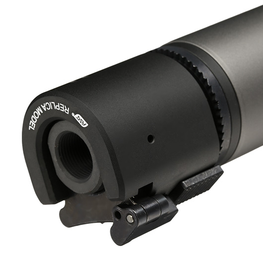 ASG B&T Rotex-V 197mm Aluminium Silencer mit Stahl Flash-Hider 14mm- grau Bild 5