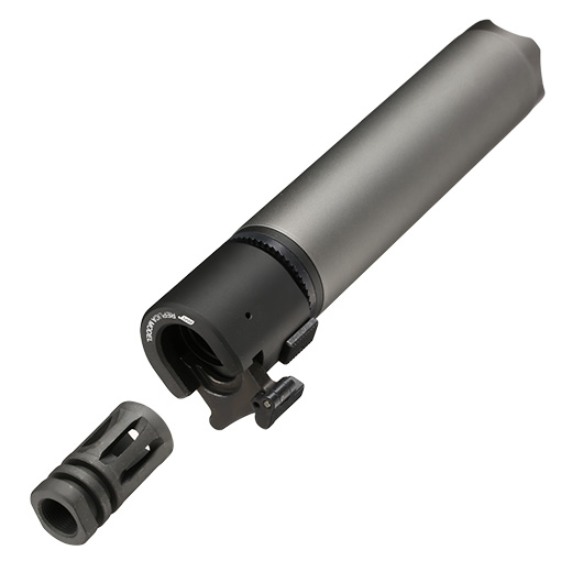 ASG B&T Rotex-V 197mm Aluminium Silencer mit Stahl Flash-Hider 14mm- grau Bild 6
