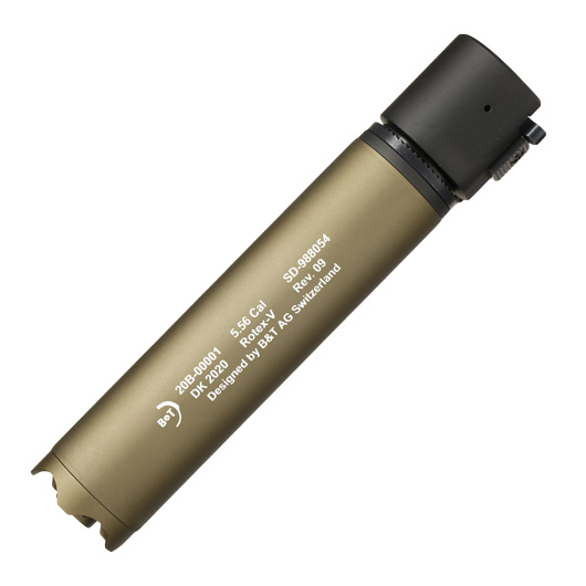 ASG B&T Rotex-V 197mm Aluminium Silencer mit Stahl Flash-Hider 14mm- Mud-Earth Bild 1