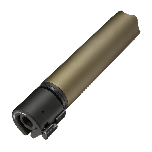 ASG B&T Rotex-V 197mm Aluminium Silencer mit Stahl Flash-Hider 14mm- Mud-Earth Bild 3