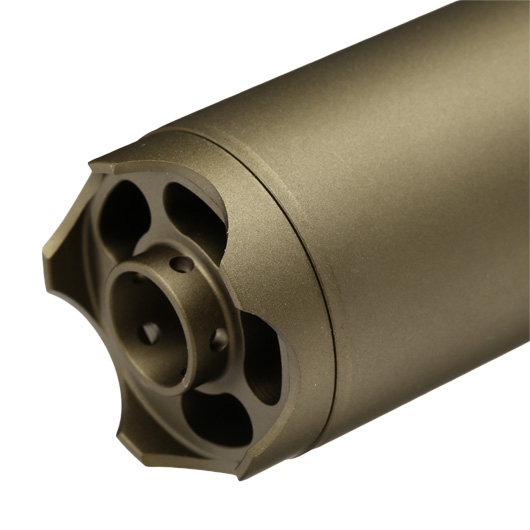 ASG B&T Rotex-V 197mm Aluminium Silencer mit Stahl Flash-Hider 14mm- Mud-Earth Bild 4