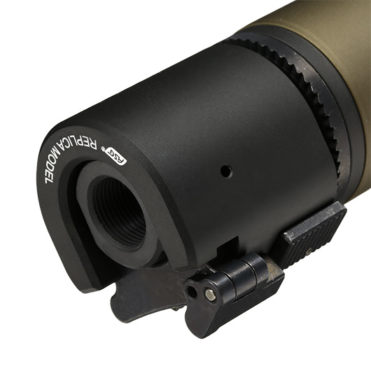 ASG B&T Rotex-V 197mm Aluminium Silencer mit Stahl Flash-Hider 14mm- Mud-Earth Bild 5