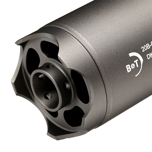 ASG B&T Rotex-V Compact Aluminium Silencer mit Stahl Flash-Hider 14mm- grau Bild 4