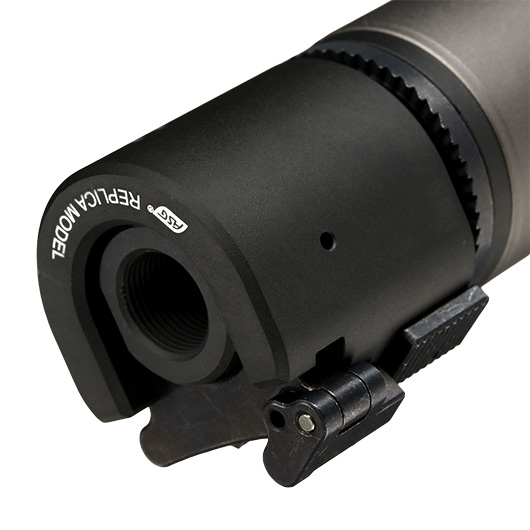 ASG B&T Rotex-V Compact Aluminium Silencer mit Stahl Flash-Hider 14mm- grau Bild 5