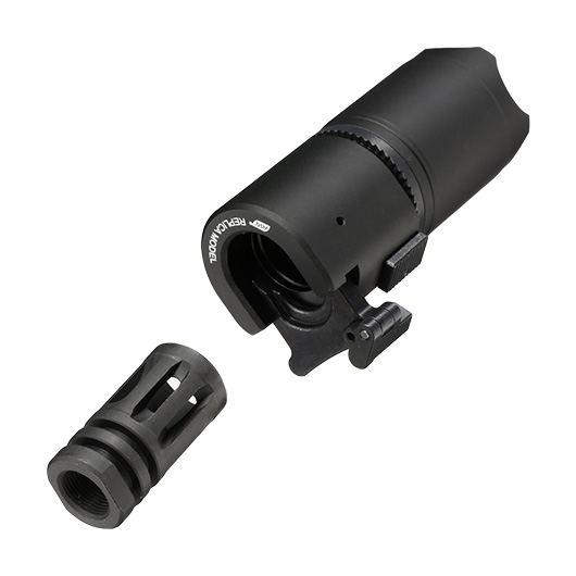 ASG B&T Rotex-V Blast Deflector Aluminium Silencer mit Stahl Flash-Hider 14mm- schwarz Bild 6