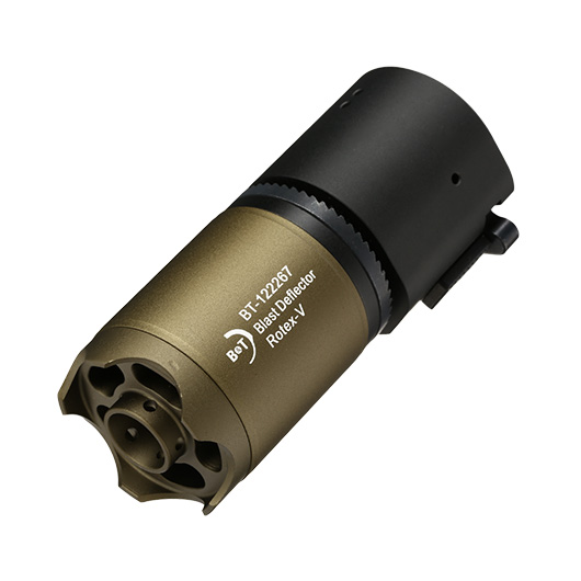 ASG B&T Rotex-V Blast Deflector Aluminium Silencer mit Stahl Flash-Hider 14mm- Mud-Earth