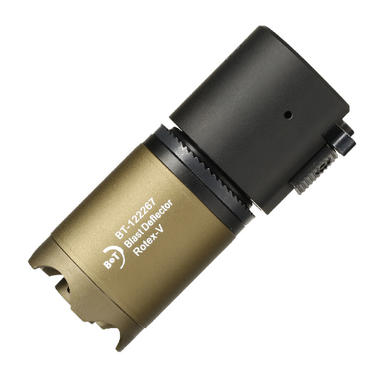 ASG B&T Rotex-V Blast Deflector Aluminium Silencer mit Stahl Flash-Hider 14mm- Mud-Earth Bild 1