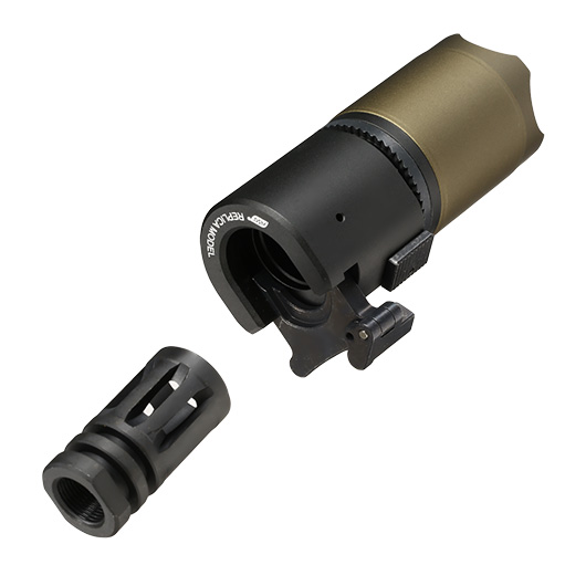 ASG B&T Rotex-V Blast Deflector Aluminium Silencer mit Stahl Flash-Hider 14mm- Mud-Earth Bild 6