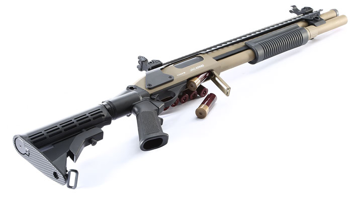 Jag Arms Scattergun SP Vollmetall Pump Action Gas Shotgun 6mm BB tan Bild 5