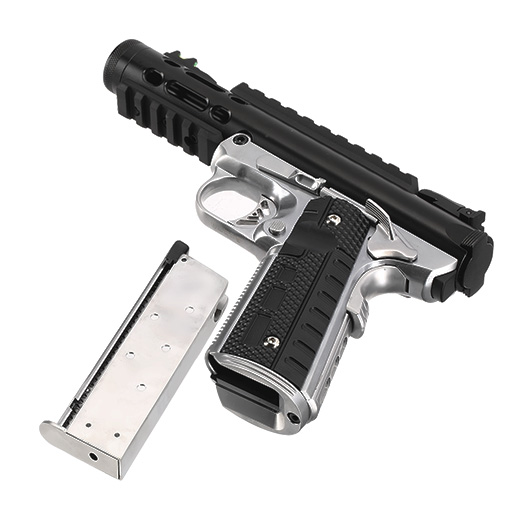 Wei-ETech Galaxy 1911 Vollmetall GBB 6mm BB Satin-Chrome / schwarz Bild 6