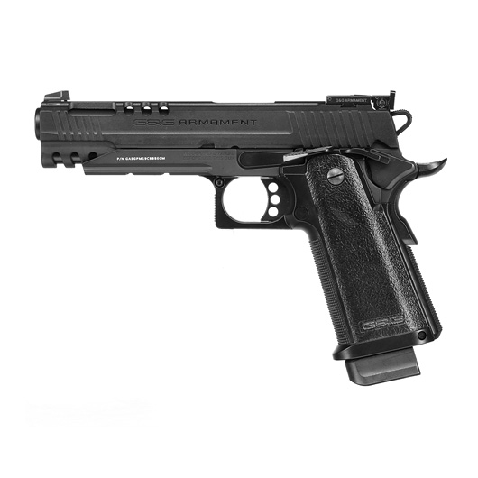 G&G GPM1911 CP Airsoftpistole Hi-Capa Metallrahmen GBB 6mm BB schwarz inkl. Pistolenkoffer Bild 1