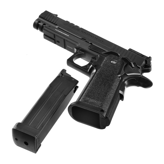 G&G GPM1911 CP Airsoftpistole Hi-Capa Metallrahmen GBB 6mm BB schwarz inkl. Pistolenkoffer Bild 6
