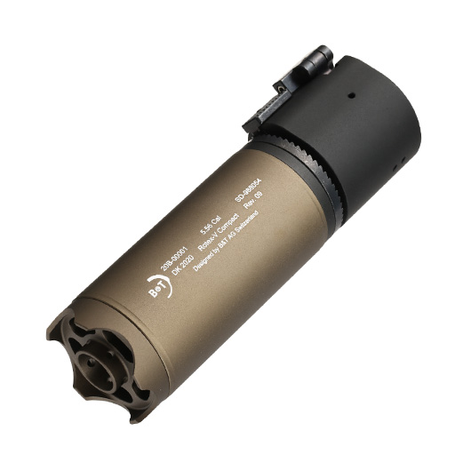 ASG B&T Rotex-V Compact Aluminium Silencer mit Stahl Flash-Hider 14mm- Mud-Earth