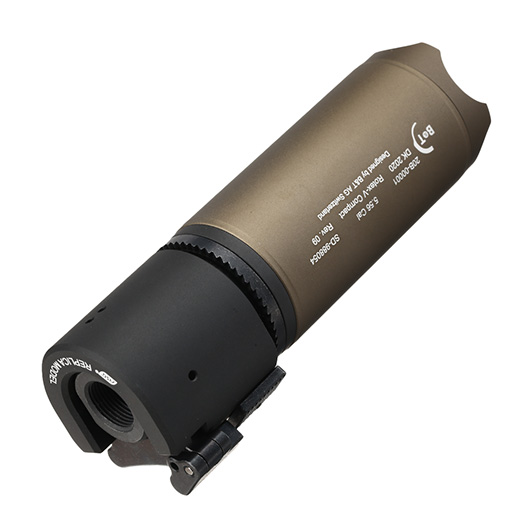 ASG B&T Rotex-V Compact Aluminium Silencer mit Stahl Flash-Hider 14mm- Mud-Earth Bild 3