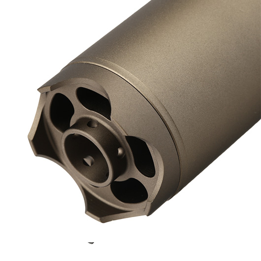 ASG B&T Rotex-V Compact Aluminium Silencer mit Stahl Flash-Hider 14mm- Mud-Earth Bild 4