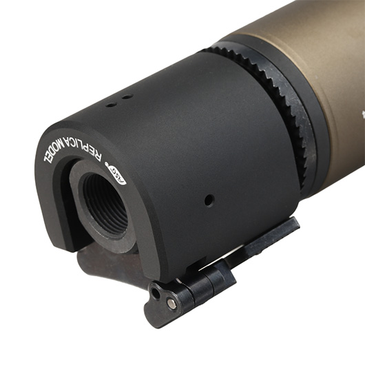 ASG B&T Rotex-V Compact Aluminium Silencer mit Stahl Flash-Hider 14mm- Mud-Earth Bild 5