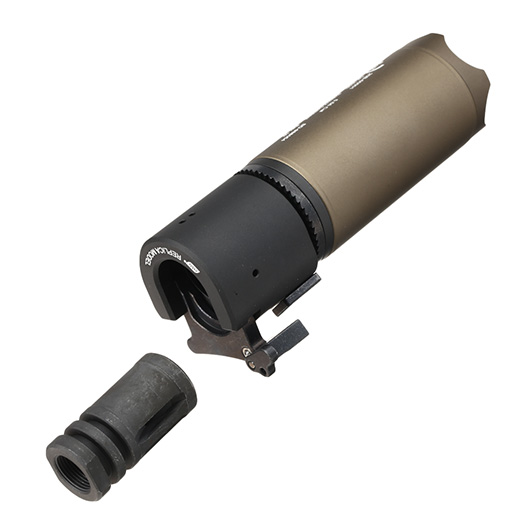 ASG B&T Rotex-V Compact Aluminium Silencer mit Stahl Flash-Hider 14mm- Mud-Earth Bild 6