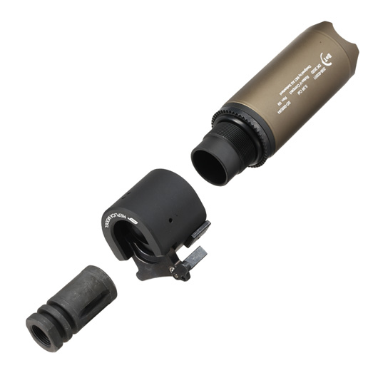ASG B&T Rotex-V Compact Aluminium Silencer mit Stahl Flash-Hider 14mm- Mud-Earth Bild 7