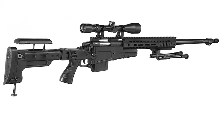 Ersatzteilset Well MB4419-3D Mk13 Mod 7 Snipergewehr inkl. Zweibein / Zielfernrohr Springer 6mm BB schwarz Bild 3
