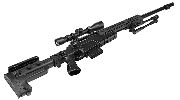 Ersatzteilset Well MB4419-3D Mk13 Mod 7 Snipergewehr inkl. Zweibein / Zielfernrohr Springer 6mm BB schwarz Bild 4