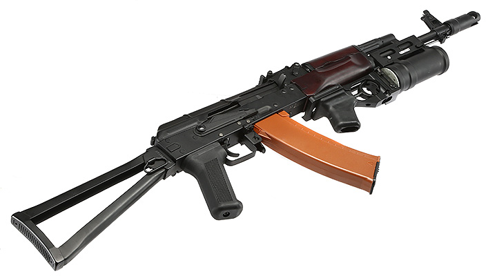 Double Bell AKS-74N inkl. GP-25 Launcher Professional Line Vollmetall S-AEG 6mm BB schwarz - Echtholz Bild 5