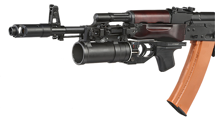 Double Bell AKS-74N inkl. GP-25 Launcher Professional Line Vollmetall S-AEG 6mm BB schwarz - Echtholz Bild 6
