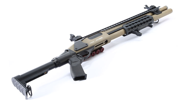 Jag Arms Scattergun SPX Vollmetall Pump Action Gas Shotgun 6mm BB tan Bild 4