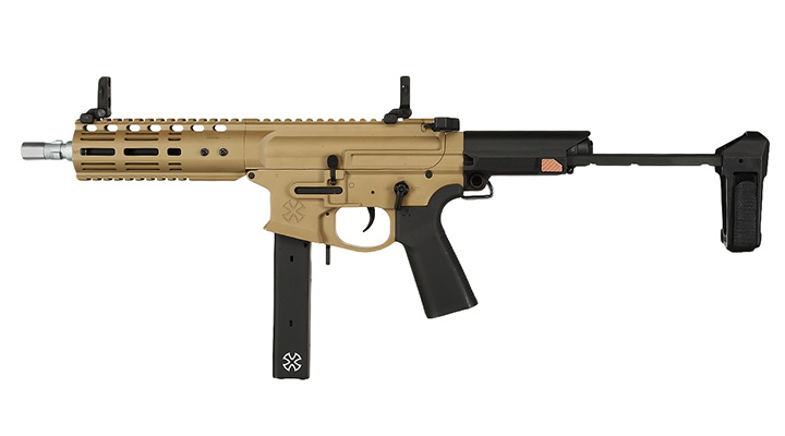 APS / EMG Noveske Space Invader 9mm Gen. 4 eSilver Edge SDU-MosFet 2.0 Vollmetall S-AEG 6mm BB Tan Bild 1