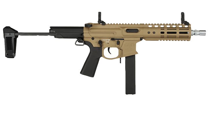 APS / EMG Noveske Space Invader 9mm Gen. 4 eSilver Edge SDU-MosFet 2.0 Vollmetall S-AEG 6mm BB Tan Bild 2