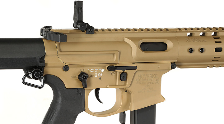 APS / EMG Noveske Space Invader 9mm Gen. 4 eSilver Edge SDU-MosFet 2.0 Vollmetall S-AEG 6mm BB Tan Bild 8