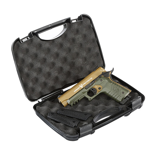 Ersatzteilset HFC M1911S Custom 45 GripTac Vollmetall CO2BB 6mm BB tan / oliv inkl. Pistolenkoffer Bild 11