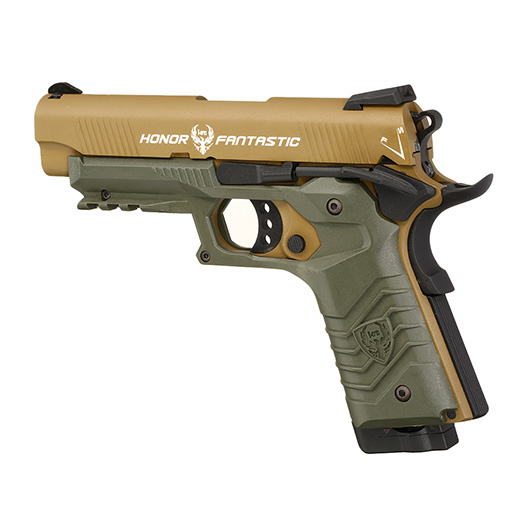 Ersatzteilset HFC M1911S Custom 45 GripTac Vollmetall CO2BB 6mm BB tan / oliv inkl. Pistolenkoffer Bild 7